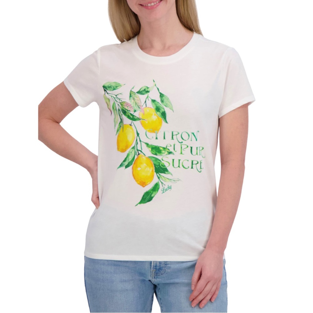 NWT Lucky Brand Lemon Graphic Cotton Blend T-Shirt, size M